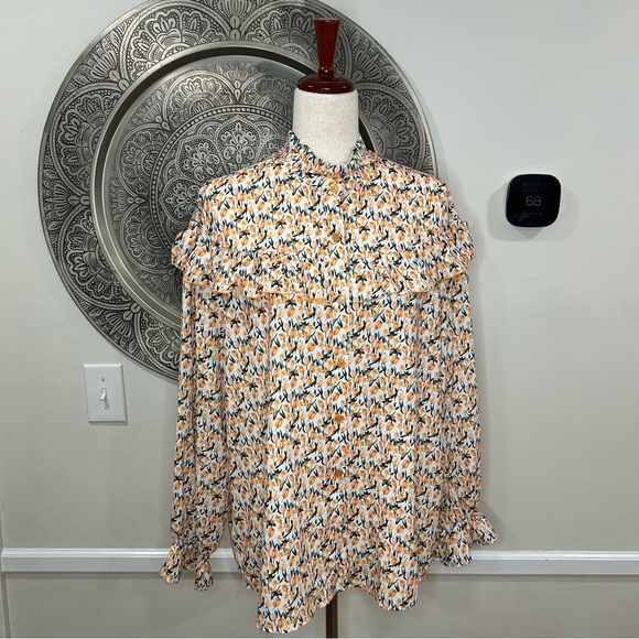 Mazik Tops - NWT Mazik Long sleeve Yellow Pattern Blouse- Size L